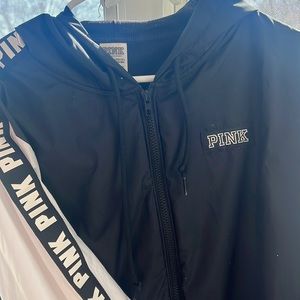 PINK. zip-up windbreaker, great condition.